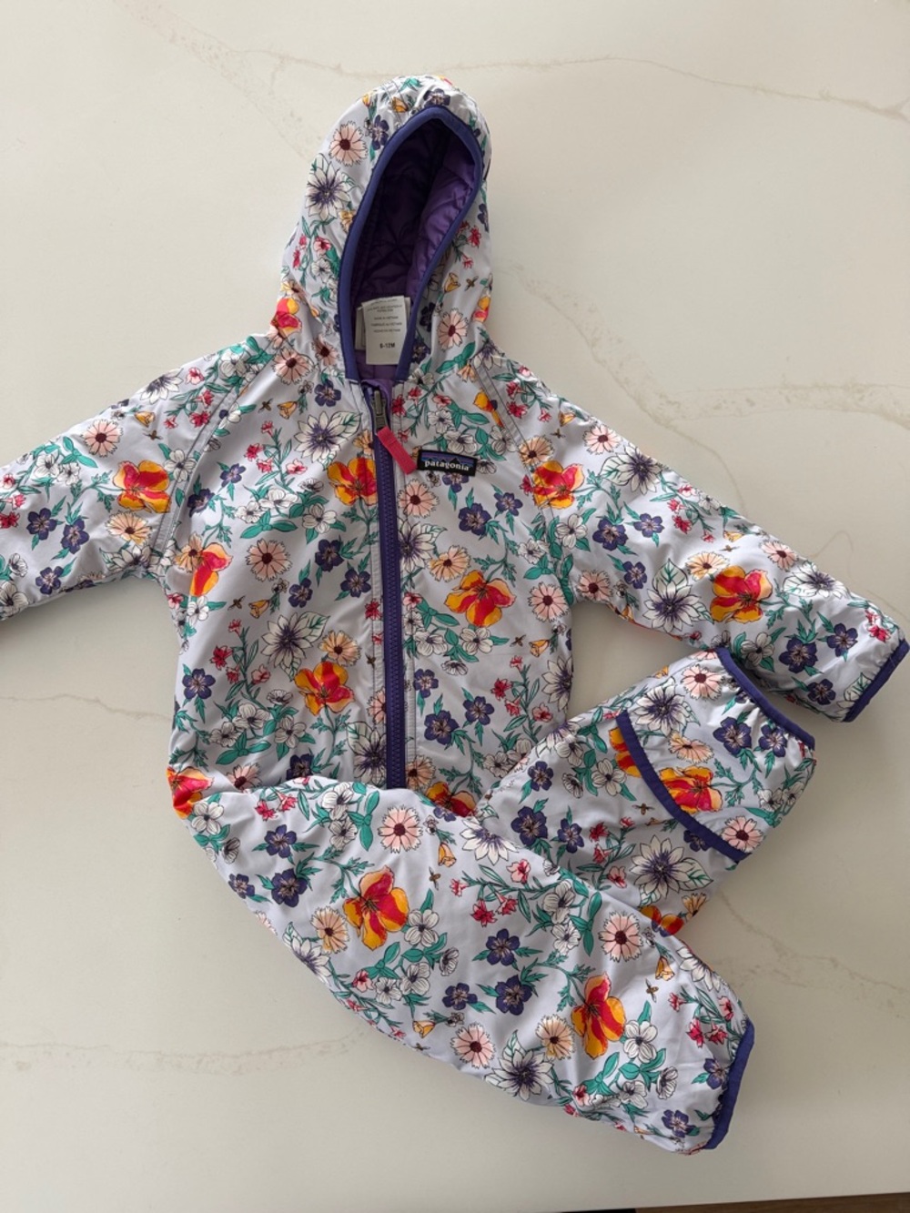 Patagonia Floral Hooded toddler Bunting Suit